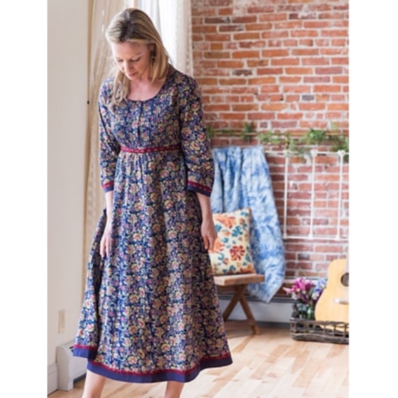 April Cornell Jaipuri Rose Dress Indigo - Picture 1 of 17